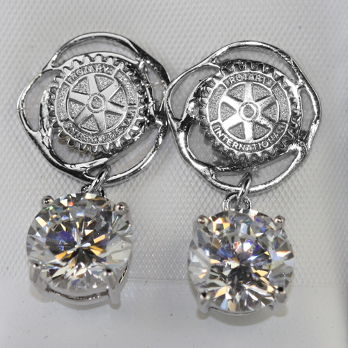 Rotary earrings CZ stone Rotary Club Supplies Russell Hampton Company