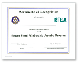 Rotary RYLA / Youth Certificates