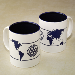 Rotary World Design Ceramic Mugs: Set of 4