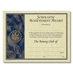 rotary scholastic achievement award certificate rotary certificate of perfect attendance