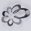 Rotary Black & Clear Crystal Open Swirl Pin w/Silver Metal