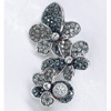Rotary Black & Clear Crystal Flower Pin