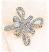 Rotary Silver Swirl w/ Clear Crystals Pin