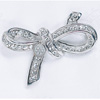 Rotary Silver Bow with Clear Crystals Pin