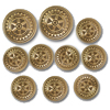 Rotary Blazer Buttons w/ Antique Gold Finish - Set of 10