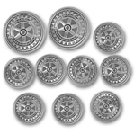 Rotary Blazer Buttons w/ Antique Silver Finish - Set of 10