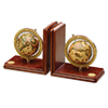 Rotary 1-Pair-Wood Bookends w/ World Globes