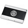 Rotary Business Card Case, Chrome with Black Texture Design