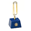 Rotary Blue Marble Base with Brass Paper Clip Memo Holder