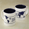 Rotary Custom Imprinted World Design Ceramic Mugs