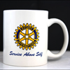 Rotary White Ceramic Mugs with  Four-Way Test- Sets of 4