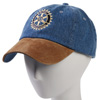 Rotary Embroidered Blue Denim Cap with Suede Visor
