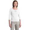 Rotary White Ladies Shirt 3/4 Sleeve w/Rhinestones
