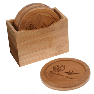 Rotary 2012-  2013 Theme Bamboo Coasters - Set of 4