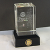 Rotary 2012-13 Theme Crystal Cube with LED Lighted Base