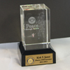 Rotary Customized 2012-13 Theme Crystal Cube w/ LED Lighted Base