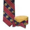 Rotary Navy & Dark Red Striped Polyester Necktie w/Gold Emblems -- Self-Tie