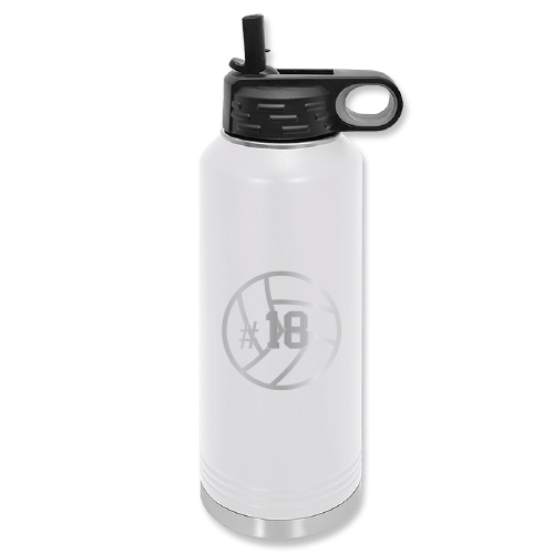 Custom 32 oz White Water Bottle Engraved