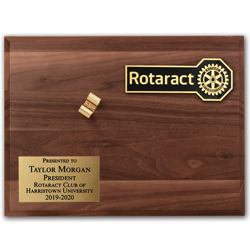 Rotary ROTARACT Walnut Display Board for Gavel