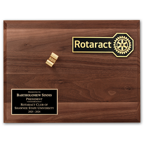 Rotary ROTARACT Walnut Display Board for Gavel