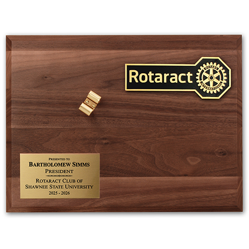 Rotary ROTARACT Walnut Display Board for Gavel