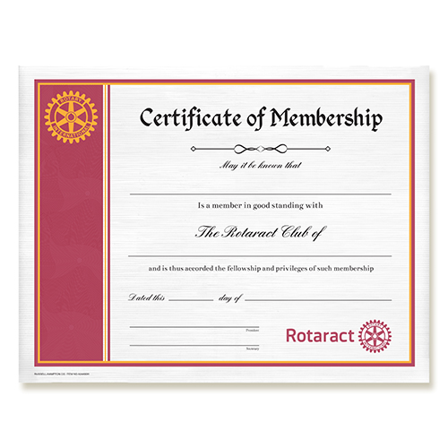 Rotaract Member Horizontal Certificate