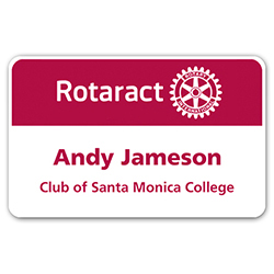 Rotary Rotaract White Credit Card Style Name Badge