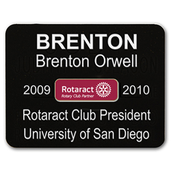 Rotary Rotaract 5- Line Custom Engraved Plastic Name Badge