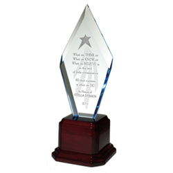 Blue Zenith Acrylic Award On Rosewood Base