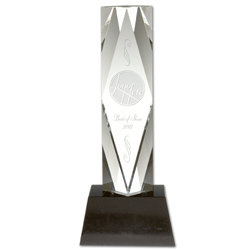 Etched Crystal Monarch Award On Marble Base