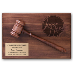 Walnut Gavel Plaque with Brass Engraving Plate