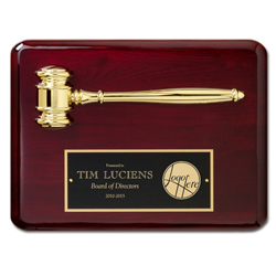 Lustrous Rosewood Gavel Plaque