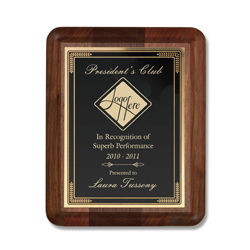 8X10 Walnut  Plaque w/ Black Brass Plate