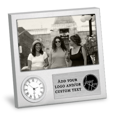 Custom Brushed Metal Picture Frame with Clock