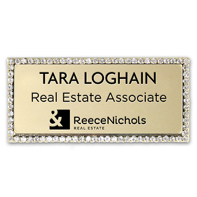 Rhinestone Framed Name Badge - 2-15/16
