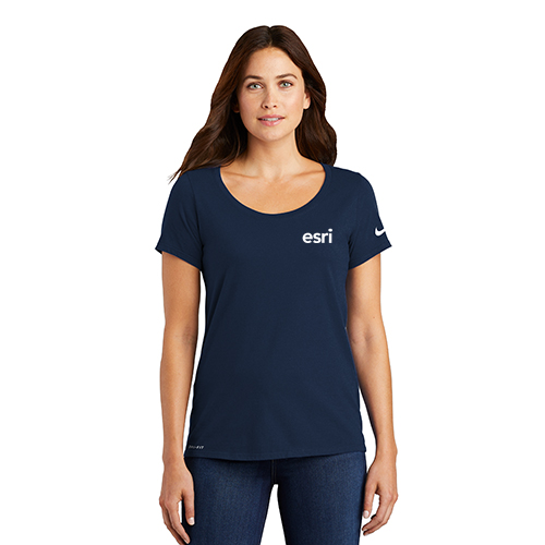 Ladies Navy NIKE Cotton/Poly Tee