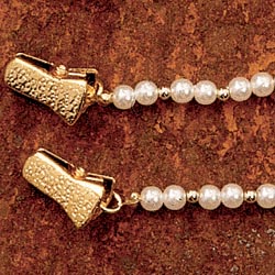 Rotary Pearl & Gold Bead Neckchain Name Badge Lanyard / Eyeglass Holder
