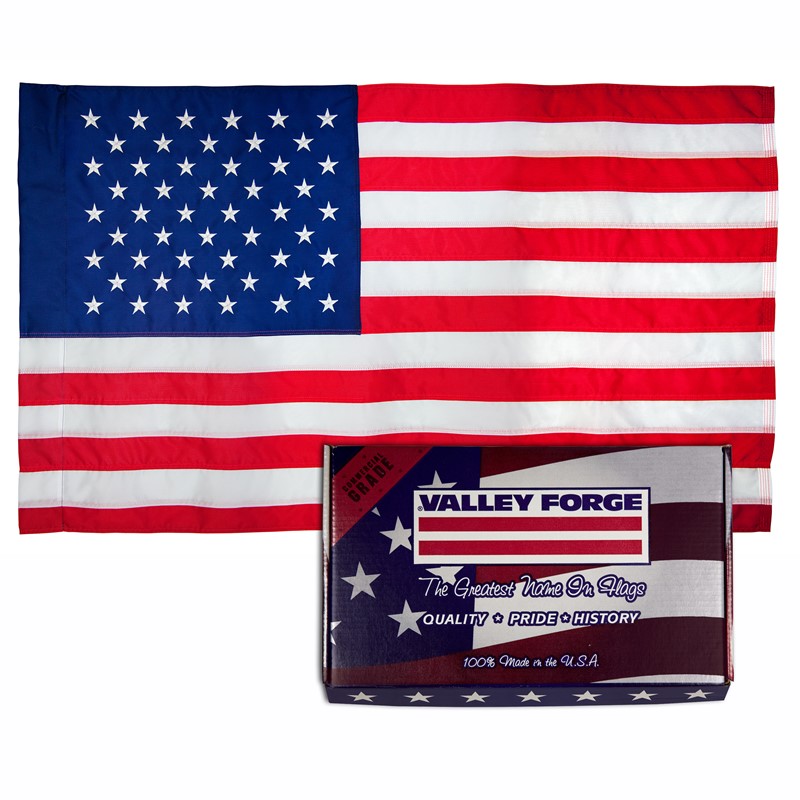 Rotary 3 x 5' Indoor Nylon U.S. Flag w/ Self Service Tab (No Grommets)