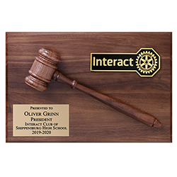 Rotary INTERACT President / Past President Gavel Plaque