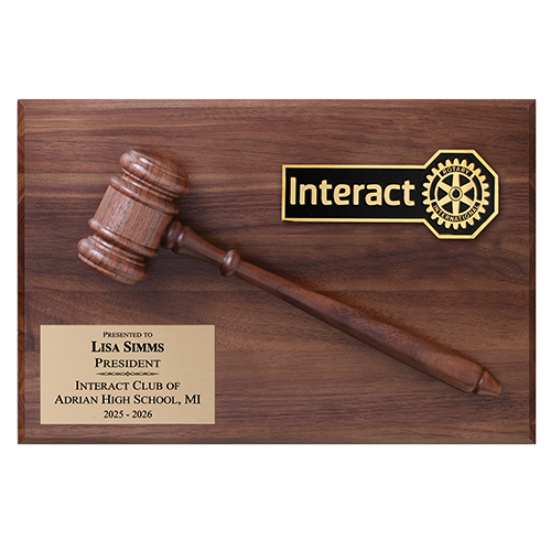 Rotary INTERACT President / Past President Gavel Plaque