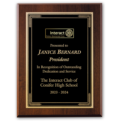 Rotary INTERACT - Walnut Finish  Award