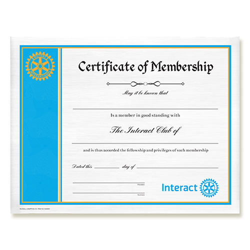Interact Certificate Of Membership