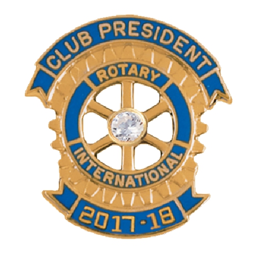 Rotary Club President Pin - 2017-18 Gold Filled w/ .25c CZ
