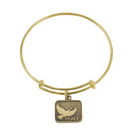 Rotary Charm Bangle Peace Bracelet - Gold