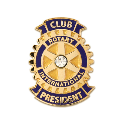 Rotary Club President w/ Clear Stone Magnetic Lapel Pin