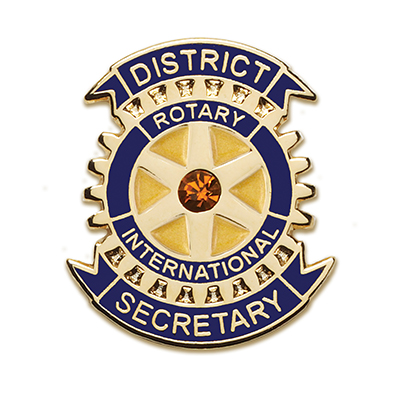Rotary Magnetic District Secretary w/Amber Center Stone Lapel Pin
