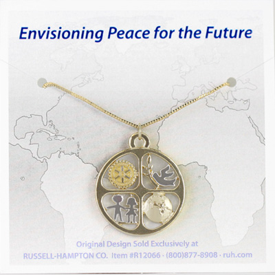 Rotary Necklace With Goldtone World Pendant