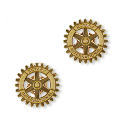Rotary Gold Plated Pierced Rotary Emblem Earrings