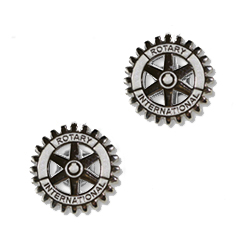 Rotary Silver Plated Pierced  Rotary Emblem Earrings