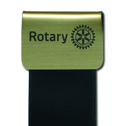 Rotary Foldover Gold Plastic Pin w/Black Display Ribbon